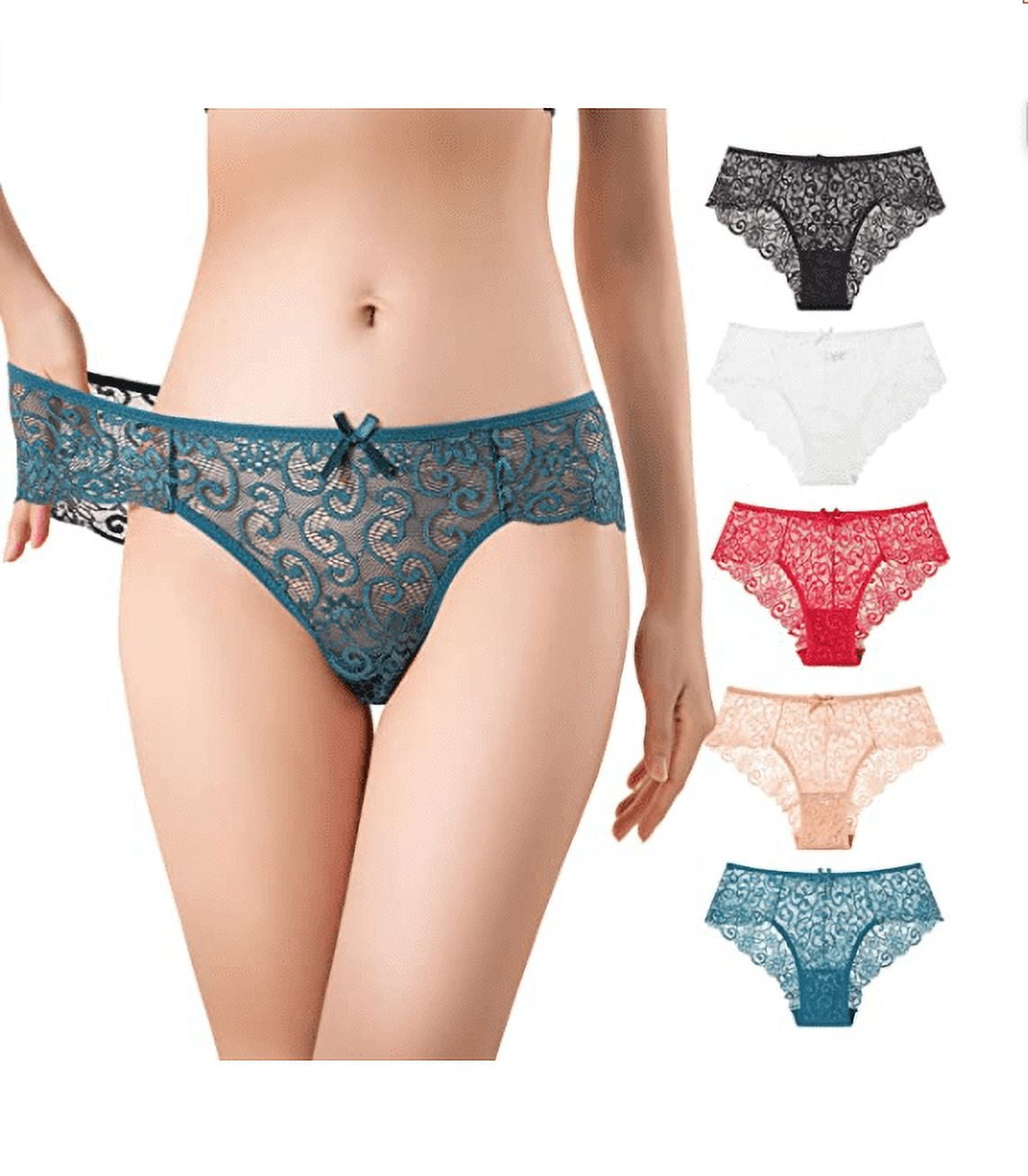 5 Pack Women's Ladies Sexy Lace Briefs See Through Knickers Underwear,Size  8-14