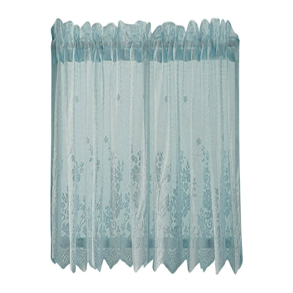 Lace Sheer Kitchen Tier Curtain Set Floral Embroidered Cafe Curtains with Rod Pocket Light Filtering Window Treatments for Kitchen Bathroom Basement RV Camper Small Windows