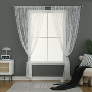 Lace Sheer Rod Curtains, White, 57.08*39.37