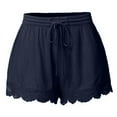 thumbnail image 1 of Lace Shorts for Women 2025 Elastic High Waisted Drawstring Beach Shorts Summer Flowy Wide Leg Loungewear Shorts Blue 4XL, 1 of 5