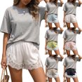 thumbnail image 1 of Lace Shorts for Women Silky Low Rise Boxer Y2k Shorts Summer Causal Lounge Pajama Shorts, M, 1 of 6