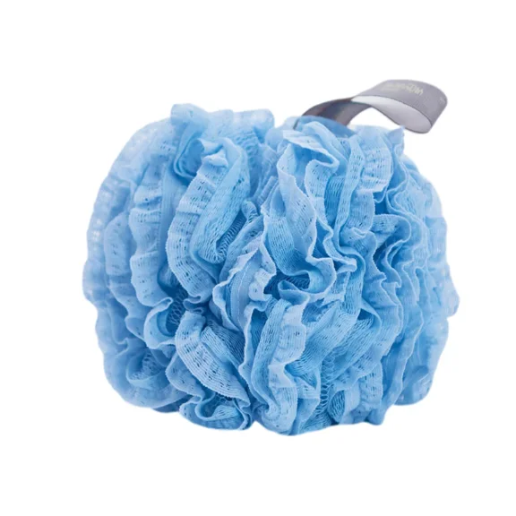 Lace Shower Loofah Exfoliating Sponge Pouf Mesh Bath Brush Women Spa Puff Scrubber Ball 5 inch, Blue