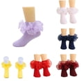 thumbnail image 1 of Lace Slim Pure Color Combed Edge for Children Girls Style Student Dance 6 18 Sock for Girls 1-3 Years, 1 of 4