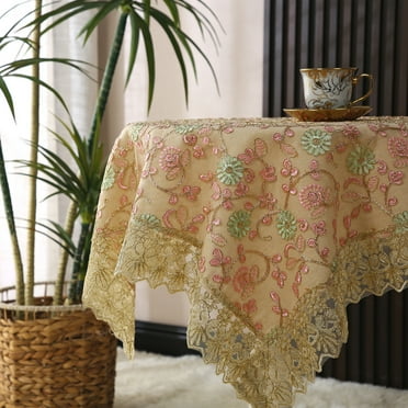 Lace Small tablecloths Embroidered Table Cloth, Macrame Table Cover for Kitchen Dining Picnic Coffee Table and Wedding