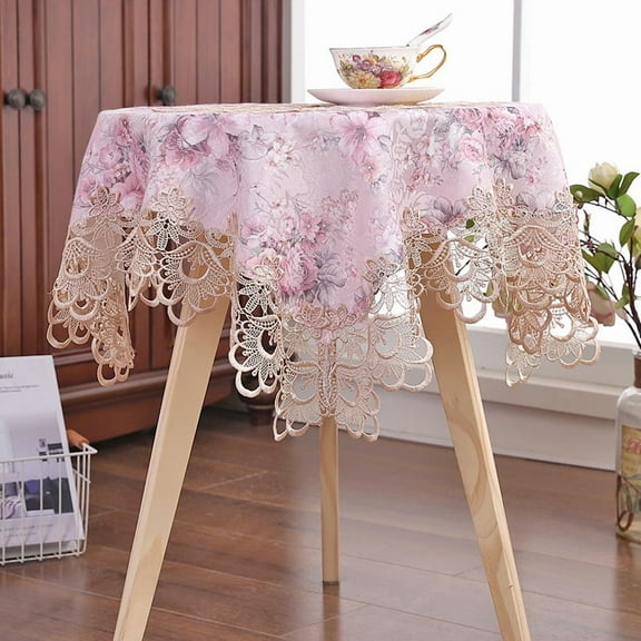 Lace Square Tablecloth Bedside Table Cover Embroidery Flower Table Cloth for NIghtstand