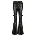 thumbnail image 1 of Lace Stitching Leather Bell-bottom Pants, 1 of 5