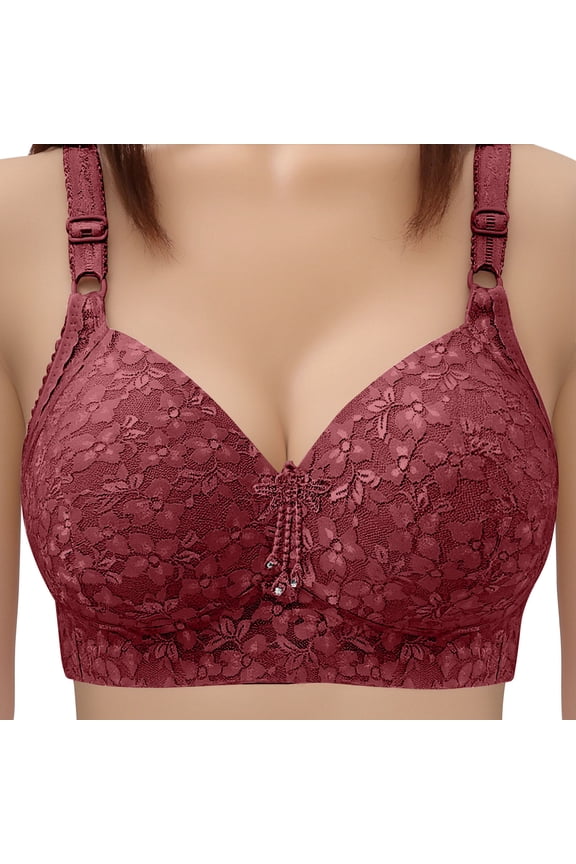 Lace Support Bralettes for Women, Embroidery Lace Deep V Bralettes, Comfortable Full Cup Sleep Lingerie