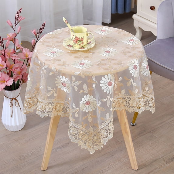 Lace Table Cloth Floral Embroidered Decor Macrame Crochet Vintage Tablecloth Table Cover for Dining Kitchen Summer Outdoor Holiday