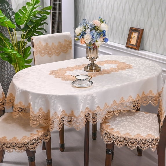 Lace Table Cloths Oval Tablecloth Macrame for Rustic Kitchen Party Birthday Picnic Table Decoration