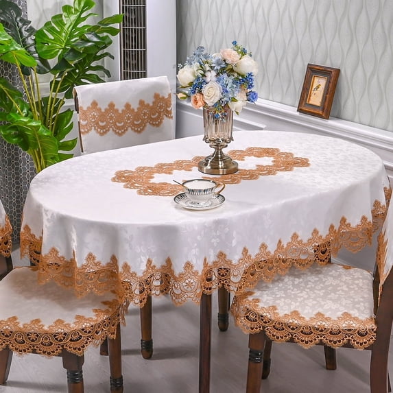 Lace Table Cloths Oval Tablecloth Macrame for Rustic Kitchen Party Birthday Picnic Table Decoration