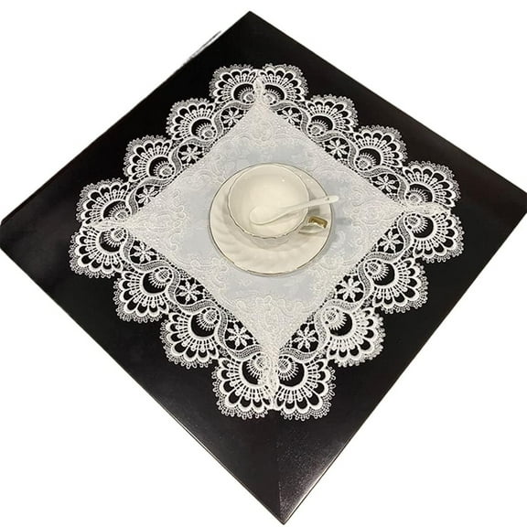 Lace Table Doilies Square Bedside Tablecloth Nightstand Cover Coffee Dining Tables Centerpiece Small Table Cloth Vase Mat Cup Mat