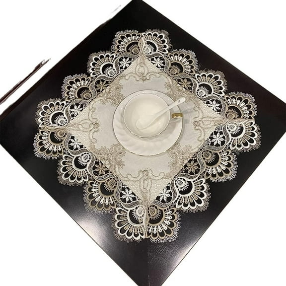 Lace Table Doilies Square Bedside Tablecloth Nightstand Cover Coffee Dining Tables Centerpiece Small Table Cloth Vase Mat Cup Mat