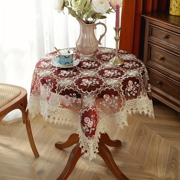 Lace Table Runner Dresser Scarf with Embroidery Table Runners Tablecloth for Kitchen Home Wedding Party Dining Decoration