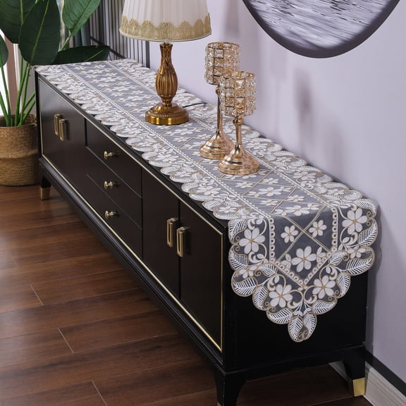 Lace Table Runner Long Embroidered  Doilies for Furniture Tea Coffee Dining Table Runner Doilies Wedding Party Table Dector