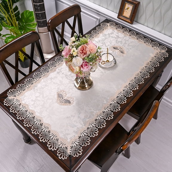 Lace Table Runner Rectangular Tablecloth Jacquard Macrame Doilies Table Dresser Scarf Table Cover for TV Cabinet