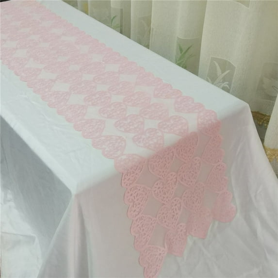 Lace Table Runner Valentines Day 1x6 FT Heart Print Red Table Runner for Wedding Party Coffee Valentine Day Table Decor