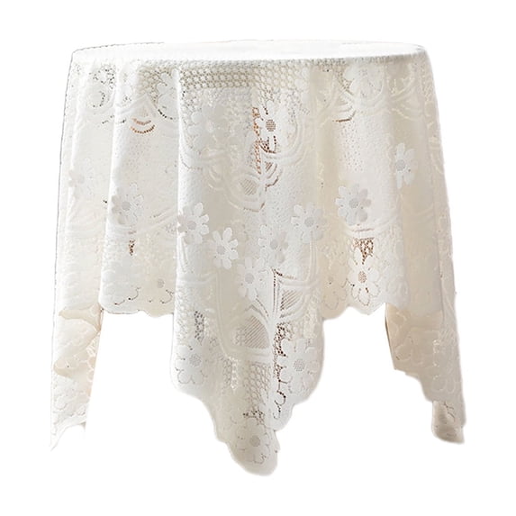 Lace Tablecloth for Dining Table and Party Decor Elegant White Polyester Table Cover to Create a Romantic Ambiance for Wedding Birthday and Special Occasion Celebrations