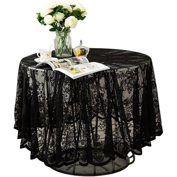 Lace Tablecloth Embroidered Elegant Floral Patterns Table Cloth Round Overlay Table Cover for Wedding Party Holiday Long Dinner Home Decor