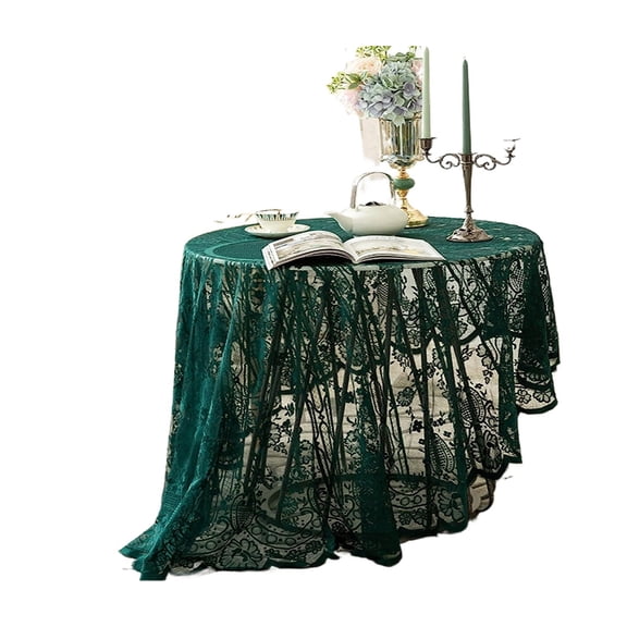 Lace Tablecloth Embroidered Elegant Floral Patterns Table Cloth Round Overlay Table Cover for Wedding Party Holiday Long Dinner Home Decor