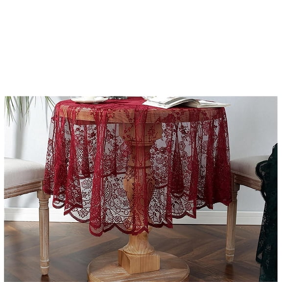 Lace Tablecloth Embroidered Elegant Floral Patterns Table Cloth Round Overlay Table Cover for Wedding Party Holiday Long Dinner Home Decor
