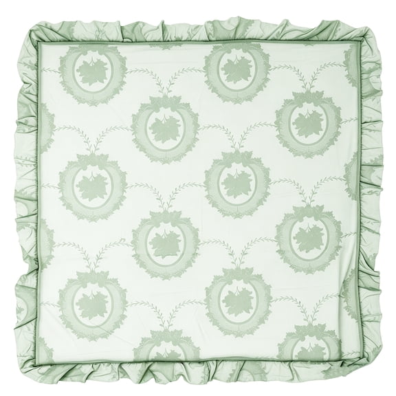 Lace Tablecloth Ruffled Edge Embroidered Table Cover Sage Green Vintage Table Cloth Decor for Wedding Party Home Dining Decoration 55 × 55 inches