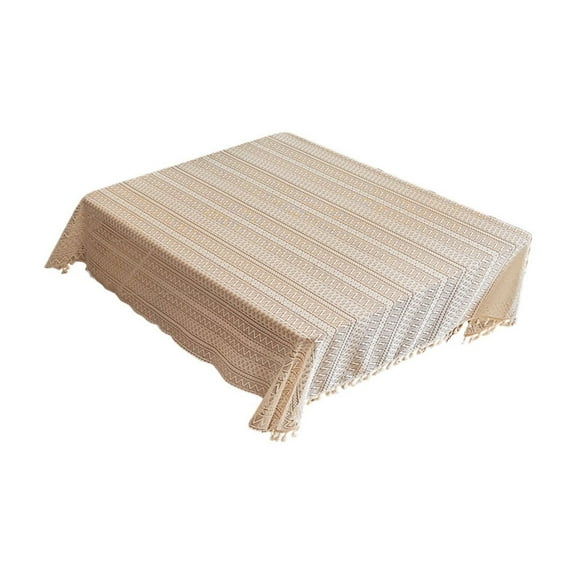 Lace Tablecloth With Geometric Pattern And Tassel Fringe Elegant Dining Table Cover For Home Decor Protection Various Occasions Polyester Fabric