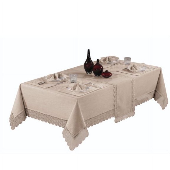 Lace Tablecloth for Wedding Gift or Anniversary, Family Gatherings, or Housewarming Gift, 26-Piece Farmhouse Style Set