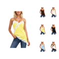 thumbnail image 1 of Lace Tank Tops for Women 2026 Fashion Asymmetrical Hem Lace Patchwork Spaghetti Strap Camisole Tank Top, 1 of 4