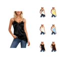 thumbnail image 1 of Lace Tank Tops for Women 2026 Fashion Asymmetrical Hem Lace Patchwork Spaghetti Strap Camisole Tank Top, 1 of 8