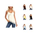 thumbnail image 1 of Lace Tank Tops for Women 2026 Fashion Asymmetrical Hem Lace Patchwork Spaghetti Strap Camisole Tank Top, 1 of 4