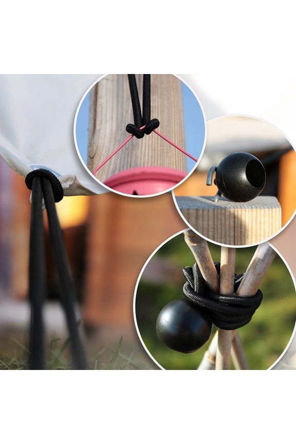 Lace Tarpaulin Ball Tension Accessories Black For Camping Tarpaulin Tensioner Tent 25Pieces For Securing Tarp New Fangkenuo