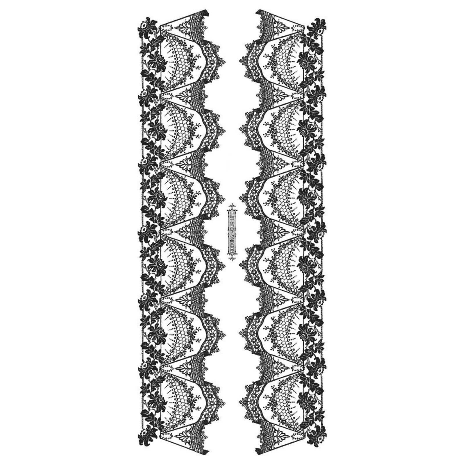 Lace Temporary Tattoo Thigh Tattoo Art Stickers Black White Lace