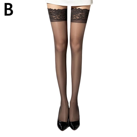 Lace Thigh High Stockings with Antiskid Silicone Stay Up Silky Sexy Lingerie