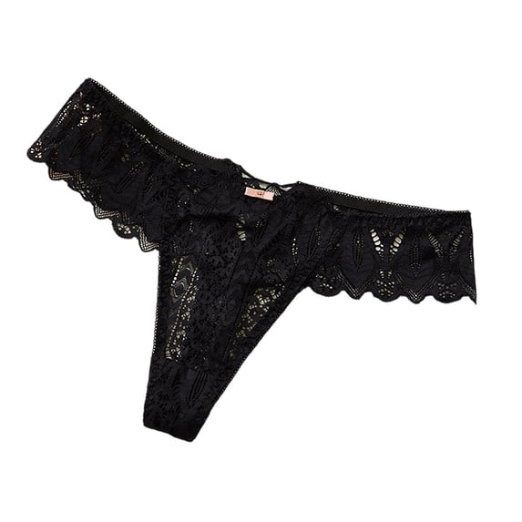 Lace Thong Underwear For Women Low Waist Breathable Transparent Cut OutStretch Hipster Brief Panties Size L