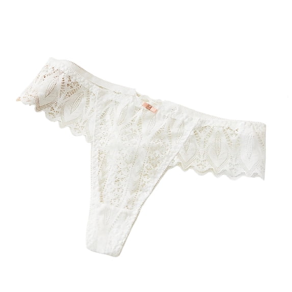 Lace Thong Underwear For Women Low Waist Breathable Transparent Cut OutStretch Hipster Brief Panties Size S