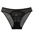 thumbnail image 1 of Lace Thong for Women, No Show Underwear, Breathable Comfort Panties Soft Mid-Rise Undies, Tanga, Black, Small, 1 of 6
