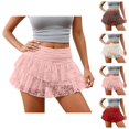 thumbnail image 1 of Lace Tiered Mini Skirt for Women Y2k Ruffled Pleated Half Low Rise Flowy Short Skirts Underskirt, 1 of 5