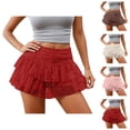 thumbnail image 1 of Lace Tiered Mini Skirt for Women Y2k Ruffled Pleated Half Slip Low Rise Flowy Short Skirts Underskirt, 1 of 5