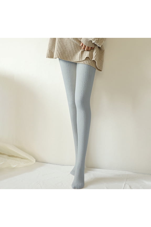 Lace Tights for Women Knitted Tights Lace Strips Stockings Thickened Thermal Leggings (GY1 One Size)