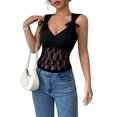 thumbnail image 1 of Lace Tops for Women V Neck Camisole Top Sleeveless Crop Y2k Tank Going Out Outfits Trendy Black L, 1 of 9