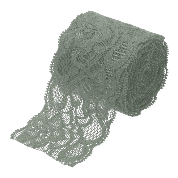 Uxcell Lace Trim 5 Yards 2 inch Flower Elastic Lace Ribbons for Craft Gift Package Decoration Wedding Headbands Dark Gray