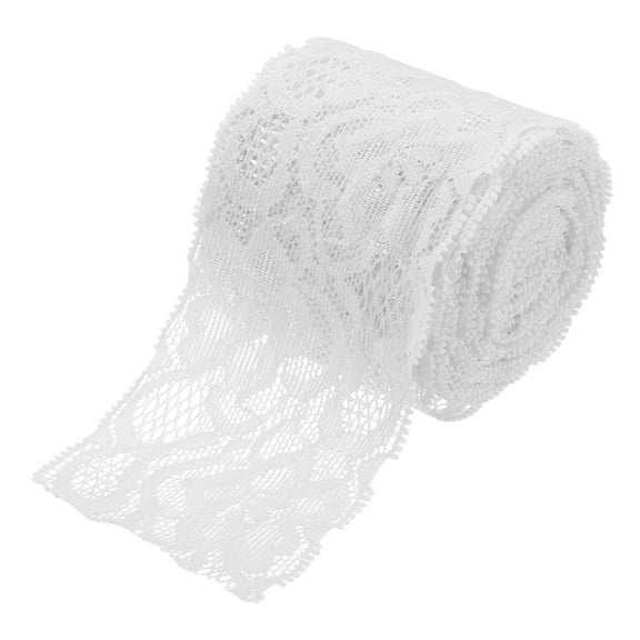 Uxcell Lace Trim 5 Yards 2 inch Flower Elastic Lace Ribbons for Craft Gift Package Decoration Wedding Headbands White