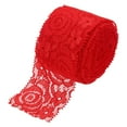 thumbnail image 1 of Lace Trim 5 Yards 3 Inch Flower Elastic Lace Ribbons for Craft Gift Package Decoration Wedding Headbands Red, 1 of 6