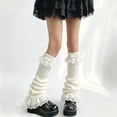 thumbnail image 1 of Lace Calf Leg Warmers Women Japanese Cute Bowknot White JK Slouchy Socks Solid Color Hosiery White, 1 of 3