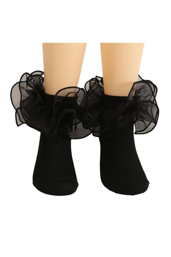 Lace Trim Combed Edge Socks for Girls Student Style Dance and Casual Wear
