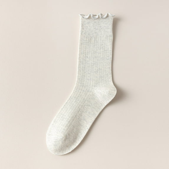 Lace Trim Lightweight Breathable Cotton Summer Socks - Mid-Calf Socks for Women for Warm Weather (One Size, 5 Pairs)