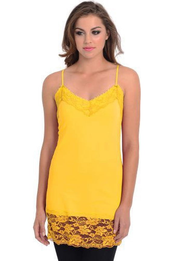 Lace Trim Long and Lean Cami Tank Top