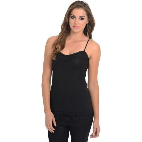 Lace Trim Long and Lean Cami Tank Top