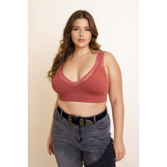 Lace Trim Padded Bralette Plus