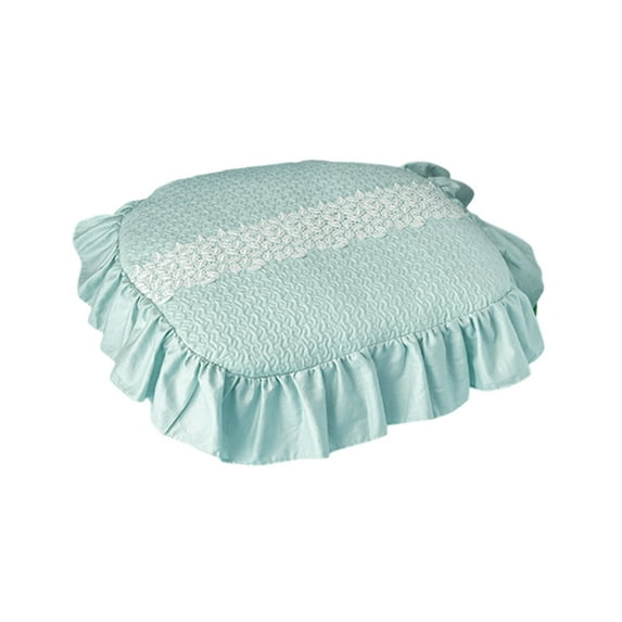 Lace Trim Square Cushion 16x16in Washable Sponge Pad Ruffled Decor Home Office Dining Chair Mat Breathable Fabric